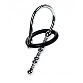 Серебристый уретральный плаг-бусины TOYFA Metal с мягким фиксириющим кольцом - ToyFa - купить с доставкой в Одинцово