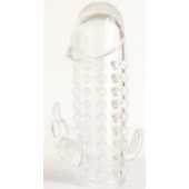 Гелевая прозрачная насадка с 2 отростками - 13 см. - Toyfa Basic - в Одинцово купить с доставкой