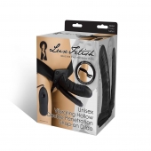 Полый страпон с двумя отростками и вибрацией Unisex Vibrating Hollow Strap-On Double Penetrating Dildo - 17,8 см. - Lux Fetish - купить с доставкой в Одинцово