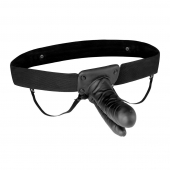Полый страпон с двумя отростками и вибрацией Unisex Vibrating Hollow Strap-On Double Penetrating Dildo - 17,8 см. - Lux Fetish - купить с доставкой в Одинцово