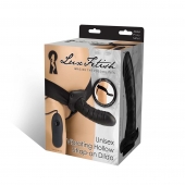 Чёрный полый страпон с вибрацией Unisex Vibrating Hollow Strap-On - 14 см. - Lux Fetish - купить с доставкой в Одинцово