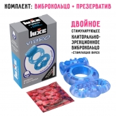 Голубое эрекционное виброкольцо Luxe VIBRO  Дьявол в доспехах  + презерватив - Luxe - в Одинцово купить с доставкой