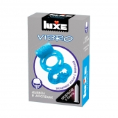 Голубое эрекционное виброкольцо Luxe VIBRO  Дьявол в доспехах  + презерватив - Luxe - в Одинцово купить с доставкой