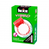 Розовое эрекционное виброкольцо Luxe VIBRO  Поцелуй стриптизёрши  + презерватив - Luxe - в Одинцово купить с доставкой