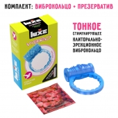 Голубое эрекционное виброкольцо Luxe VIBRO  Райская птица  + презерватив - Luxe - в Одинцово купить с доставкой