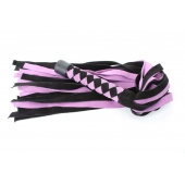 Черно-розовая плеть из замши - 58 см. - БДСМ Арсенал - купить с доставкой в Одинцово