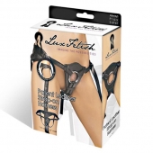 Черные трусики для страпона из патентованной кожи - Lux Fetish - купить с доставкой в Одинцово