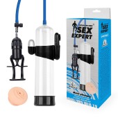 Прозрачная вакуумная вибропомпа Sex Expert с насадкой-вагиной - Sex Expert - в Одинцово купить с доставкой