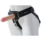Черный пояс-трусики с насадкой  Гламур Dana  - 15,5 см. - LOVETOY (А-Полимер) - купить с доставкой в Одинцово