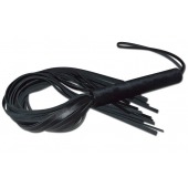 Чёрная кожаная плеть с жесткой ручкой - 63 см. - Sitabella - купить с доставкой в Одинцово