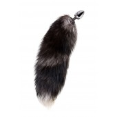 Серебристая металлическая анальная втулка с хвостом чернобурой лисы - размер S - ToyFa - купить с доставкой в Одинцово