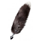 Серебристая металлическая анальная втулка с хвостом чернобурой лисы - размер S - ToyFa - купить с доставкой в Одинцово