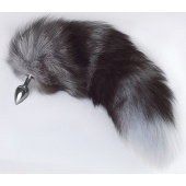 Серебристая анальная пробка с пушистым хвостом - Sitabella - купить с доставкой в Одинцово