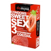 Презервативы для орального секса DOMINO Sweet Sex с ароматом клубничного коктейля  - 3 шт. - Domino - купить с доставкой в Одинцово