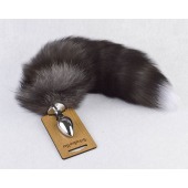 Серебристая анальная пробка с пушистым хвостиком - Sitabella - купить с доставкой в Одинцово