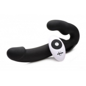 Черный безремневой страпон Urge Silicone Strap On с пультом ДУ - 24 см. - XR Brands - купить с доставкой в Одинцово