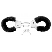 Меховые чёрные наручники Beginner s Furry Cuffs - Pipedream - купить с доставкой в Одинцово