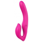 Ярко-розовый безремневой страпон REMOTE DOUBLE DIPPER - 22 см. - Dream Toys - купить с доставкой в Одинцово