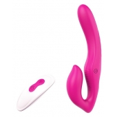 Ярко-розовый безремневой страпон REMOTE DOUBLE DIPPER - 22 см. - Dream Toys - купить с доставкой в Одинцово