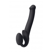 Черный безремневой страпон Silicone Bendable Strap-On M - Strap-on-me - купить с доставкой в Одинцово