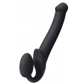 Черный безремневой страпон Silicone Bendable Strap-On M - Strap-on-me - купить с доставкой в Одинцово