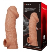 Телесная насадка на фаллос с отверстием для мошонки EXTREME SLEEVE - 17,6 см. - KOKOS - в Одинцово купить с доставкой