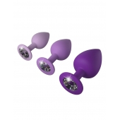 Набор из 3 фиолетовых анальных пробок со стразами Little Gems Trainer Set - Pipedream - купить с доставкой в Одинцово