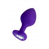 Фиолетовая анальная втулка Diamond Heart с прозрачным кристаллом - 8 см. - ToyFa - купить с доставкой в Одинцово