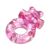 Розовое эрекционное виброкольцо на пенис Pink Bear - Baile - в Одинцово купить с доставкой
