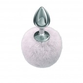 Серебристая анальная пробка с белым пушистым хвостиком Twinkle - Lola Games - купить с доставкой в Одинцово