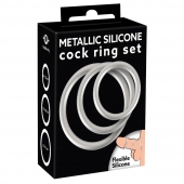 Набор из 3 эрекционных колец под металл Metallic Silicone Cock Ring Set - Orion - в Одинцово купить с доставкой