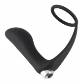 Черное эрекционное кольцо с анальной вибропробкой Vibrating Ring   Plug - Orion - в Одинцово купить с доставкой