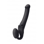 Черный безремневой вибрострапон Silicone Bendable Strap-On M - Strap-on-me - купить с доставкой в Одинцово