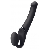 Черный безремневой вибрострапон Silicone Bendable Strap-On M - Strap-on-me - купить с доставкой в Одинцово