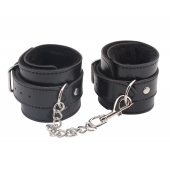 Черные оковы на ноги Obey Me Leather Ankle Cuffs - Chisa - купить с доставкой в Одинцово