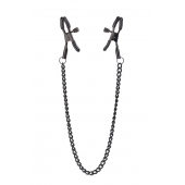Черные зажимы на соски на цепочке BLAZE DELUXE NIPPLE CLAMPS - Dream Toys - купить с доставкой в Одинцово