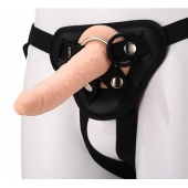Телесный страпон на черных трусиках STRAP ON REAL DILDO - 20 см. - Dream Toys - купить с доставкой в Одинцово