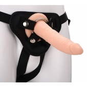 Телесный страпон на черных трусиках STRAP ON REAL DILDO - 20 см. - Dream Toys - купить с доставкой в Одинцово