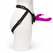 Лиловый страпон Rechargeable Vibrating Strap-On Harness Set - 17,6 см. - Happy Rabbit - купить с доставкой в Одинцово