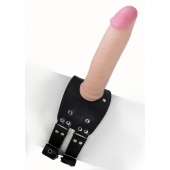 Черный узкий пояс на бедро с телесной насадкой - LOVETOY (А-Полимер) - купить с доставкой в Одинцово
