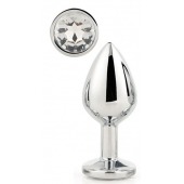 Серебристая анальная втулка с прозрачным кристаллом - 7,1 см. - Dream Toys - купить с доставкой в Одинцово