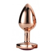 Золотистая анальная втулка с кристаллом-сердечком розового цвета - 7,1 см. - Dream Toys - купить с доставкой в Одинцово