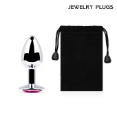 Серебристая анальная пробка с малиновым кристаллом - 7,2 см. - Anal Jewelry Plug - купить с доставкой в Одинцово