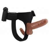 Страпон с вагинальной пробкой и вибрацией Ultra Passionate Harness - 16 см. - Baile - купить с доставкой в Одинцово