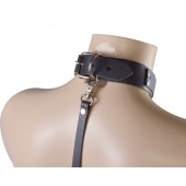 Черный ошейник с металлическими зажимами на соски и поводком - Sitabella - купить с доставкой в Одинцово