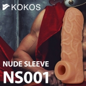 Телесная открытая насадка-реалистик с подхватом мошонки Nude Sleeve L - 14 см. - KOKOS - в Одинцово купить с доставкой