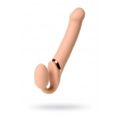 Телесный безремневой вибрострапон Vibrating Bendable Strap-On L - Strap-on-me - купить с доставкой в Одинцово