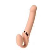 Телесный безремневой вибрострапон Vibrating Bendable Strap-On L - Strap-on-me - купить с доставкой в Одинцово