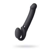 Черный безремневой вибрострапон Vibrating Bendable Strap-On L - Strap-on-me - купить с доставкой в Одинцово