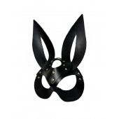 Черная кожаная маска зайки Miss Bunny - БДСМ Арсенал - купить с доставкой в Одинцово